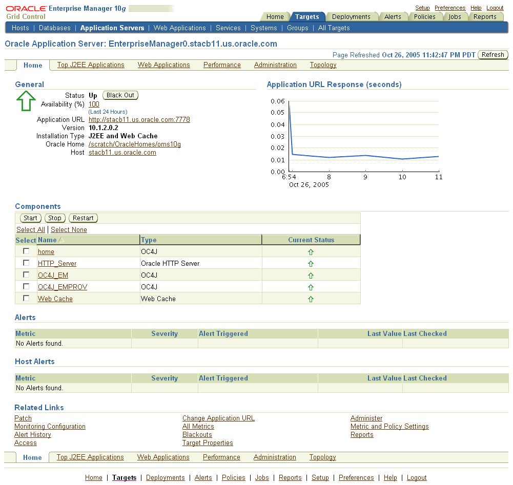 This graphic shows the Application Server Home Page