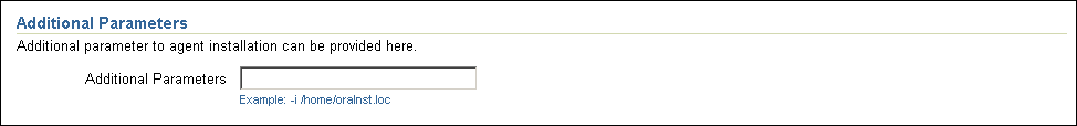 The Additional Parameters section.