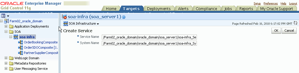 Creating Infrastructure Service for SOA Infra