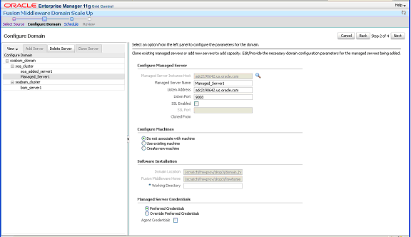 Configure Domain Page - Scale Up