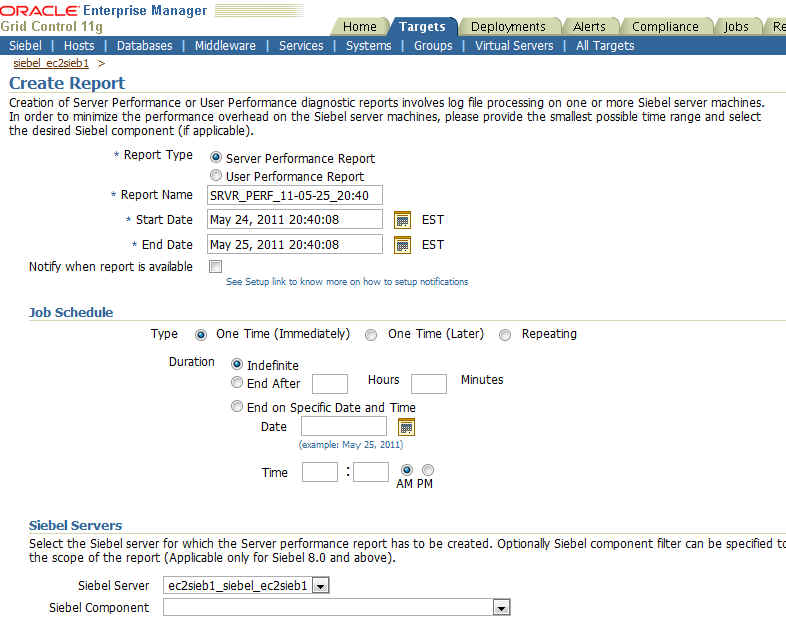 Shows sample data for Create Report page.