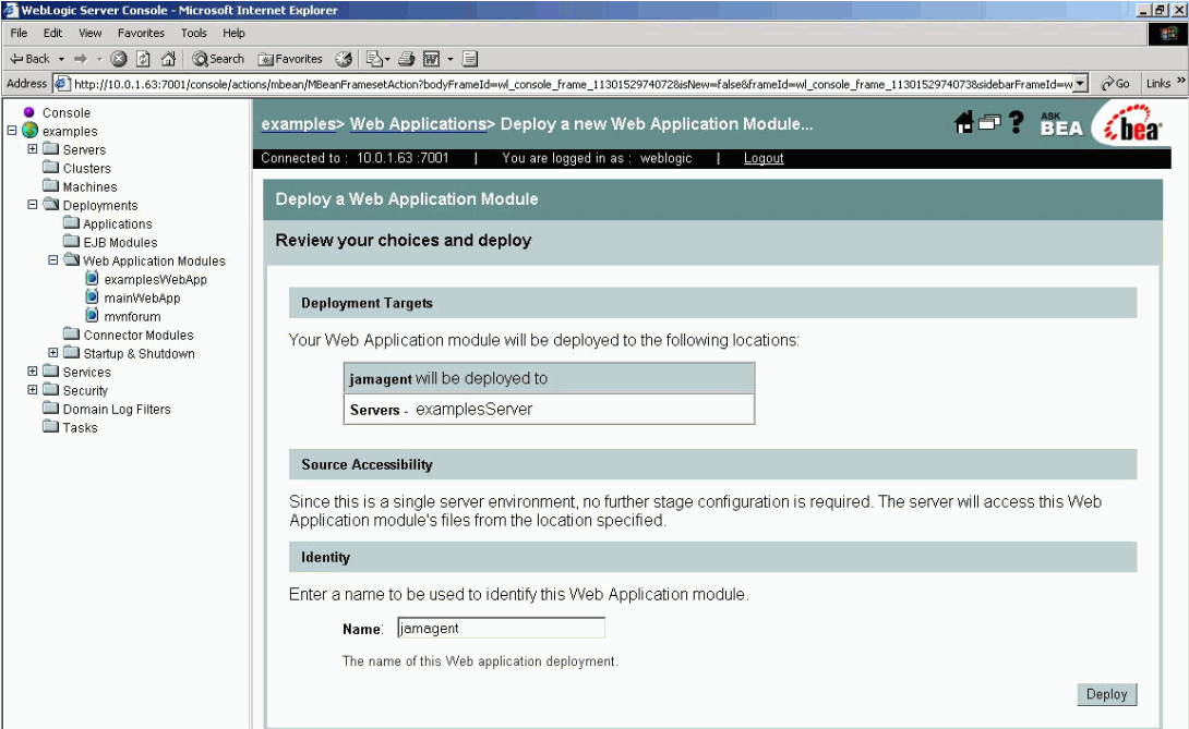 Deploy a Web Application Module