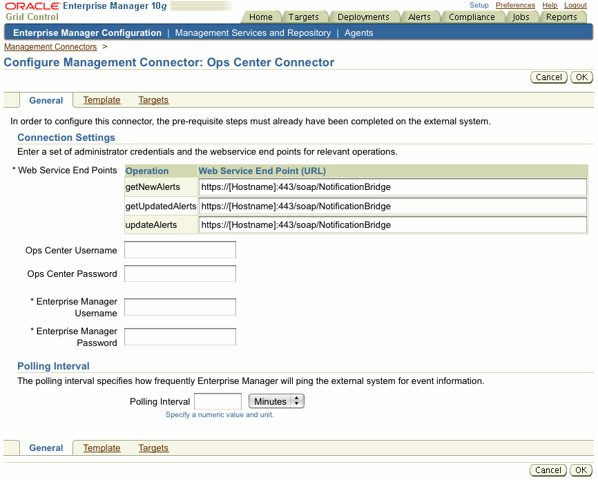 General Tab of Configure Management Connector