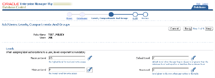 setting up authorized levels