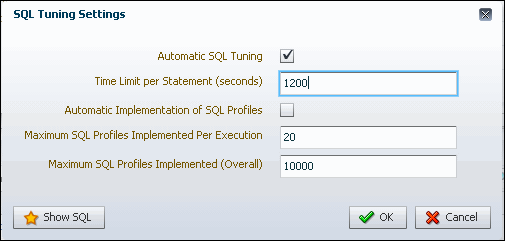 Description of the illustration sql_tuning_settings_dibox.gif follows