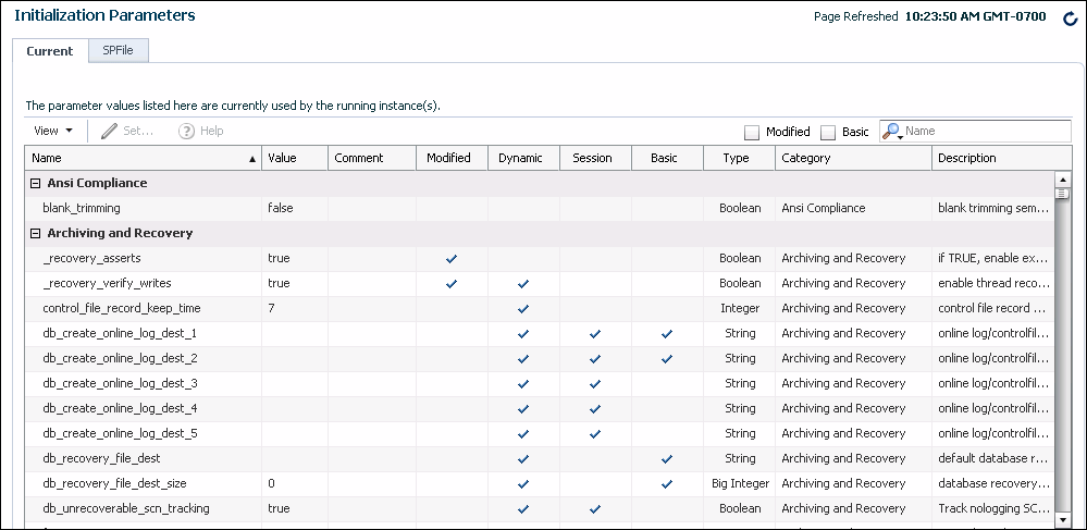 Description of the illustration exp_init_params_page.gif follows