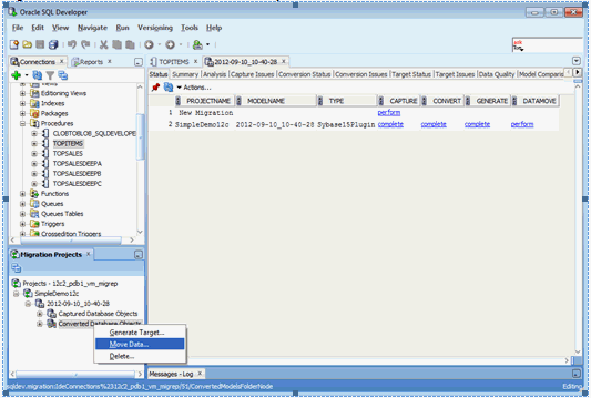 Moving the Data from Sybase Database to Oracle Database