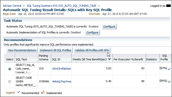 Description of the illustration sqc_key_sql_profiles.gif follows