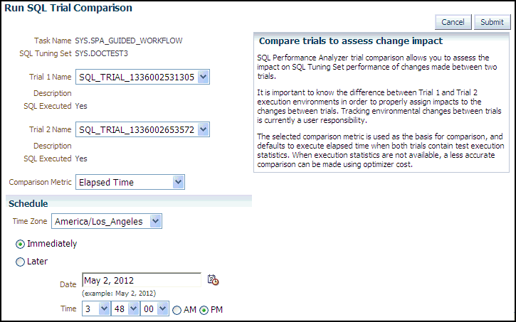 Description of the illustration spa_run_trial_compare.gif follows